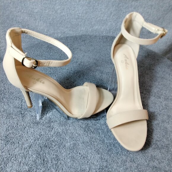 Ankis Nude Ankle Strap Heels Size 8.5B (M) Stiletto Heels Sandals open Toe - Picture 1 of 12